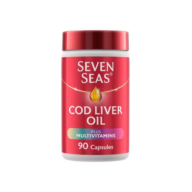 Seven Seas Cod Liver Oil Plus Multivitamins Omega-3 Fish Oil Capsules, 90 Per Pack