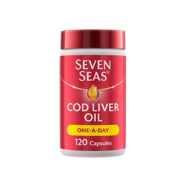 Seven Seas Cod Liver Oil One A Day Omega-3 Fish Oil & Vitamin D Caps, 120 per Pack