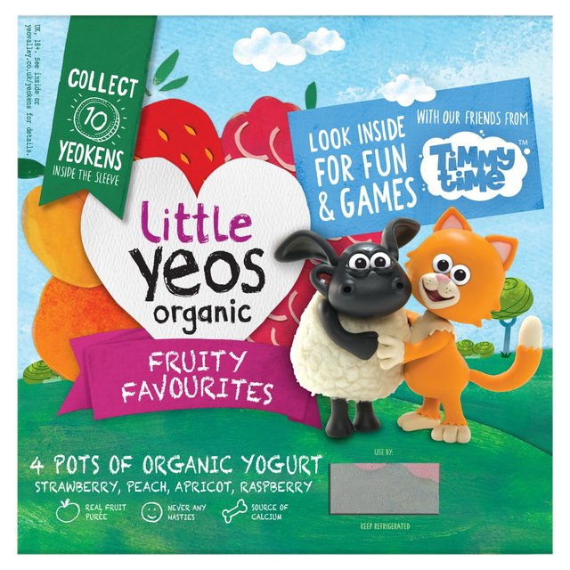 Yeo Valley Little Yeos Organic Fruity Favourites Smooth Yoghurts, 4 x 85g