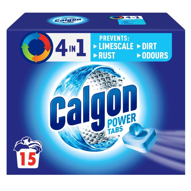 Calgon 4-in-1 Washing Machine Water Softener Tablets, 15 Per Pack