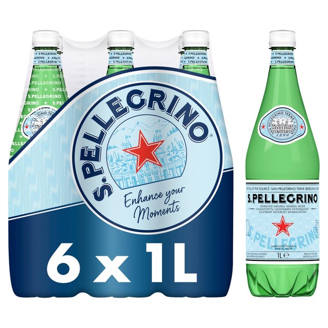 San Pellegrino Sparkling Natural Mineral Water, 6 x 1L