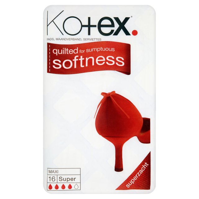 Kotex Maxi Pads Super, 16 Per Pack