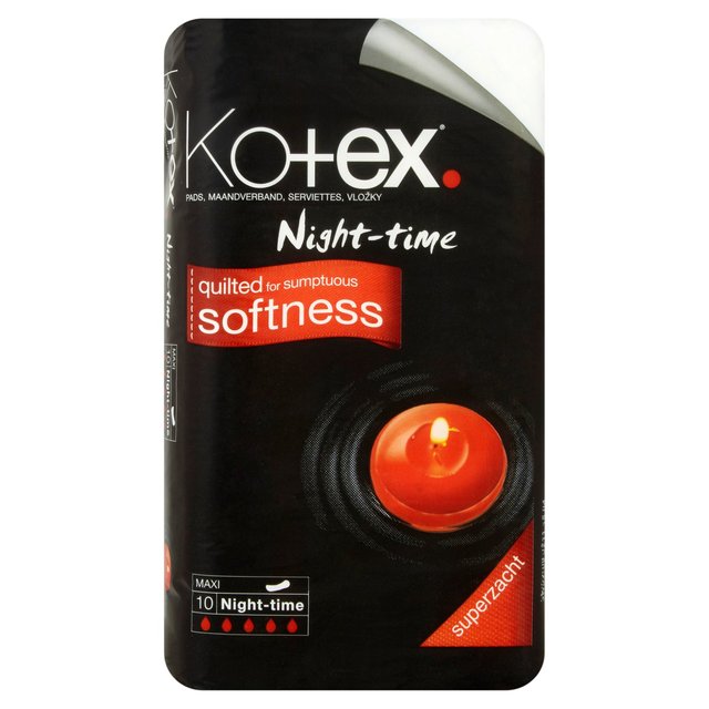 Kotex Maxi Pads Night Time, 10 Per Pack