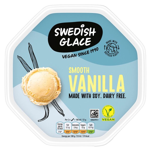 Swedish Glace Smooth Vanilla Dairy-Free Vegan Ice Cream Tub, 750ml
