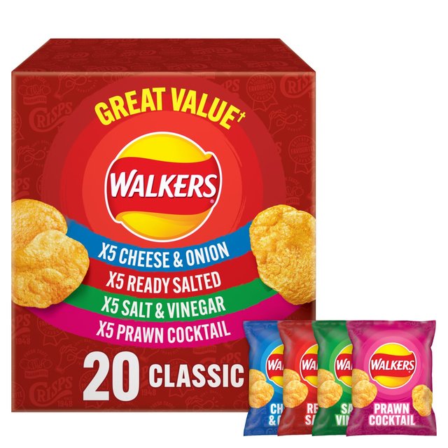 Walkers Classic Variety Multipack Crisps, 20 Per Pack
