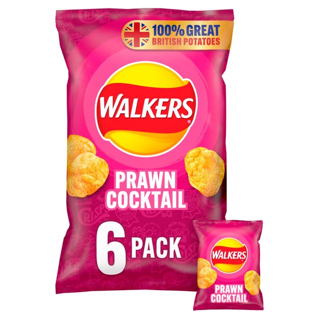 Walkers Prawn Cocktail Multipack Crisps, 6 Per Pack