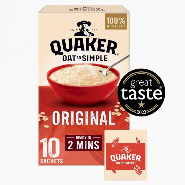 Quaker Oat So Simple Original Porridge Sachets Cereal, 10 Per Pack