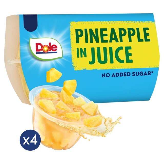 Dole Pineapple In Juice Fruit Pots Multipack, 4 x 113g