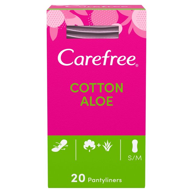 Carefree Breathable Pantyliners With Aloe Single Wrapped, 20 Per Pack