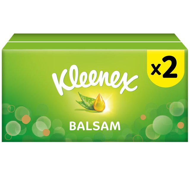 Kleenex Balsam Facial Tissues, Twin Box, 2 x 64 per Pack