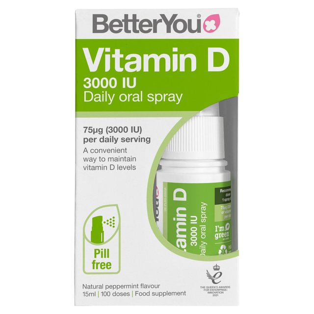 BetterYou D3000 Vitamin D Daily Oral Spray, 15ml