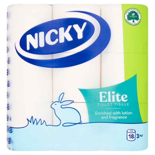 Nicky Elite 3 Ply Quilted Toilet Tissue, 18 Per Pack
