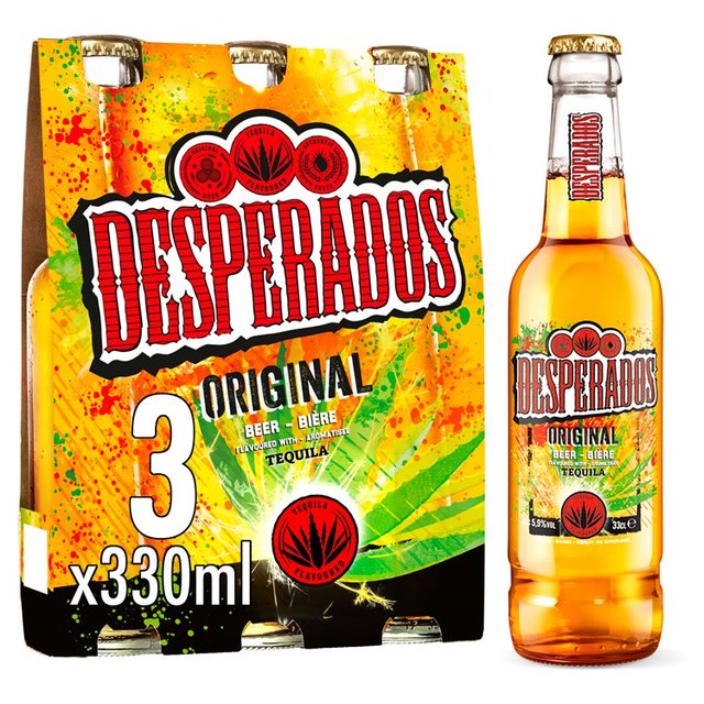 Desperados Tequila Lager Beer Bottles, 3 x 330ml