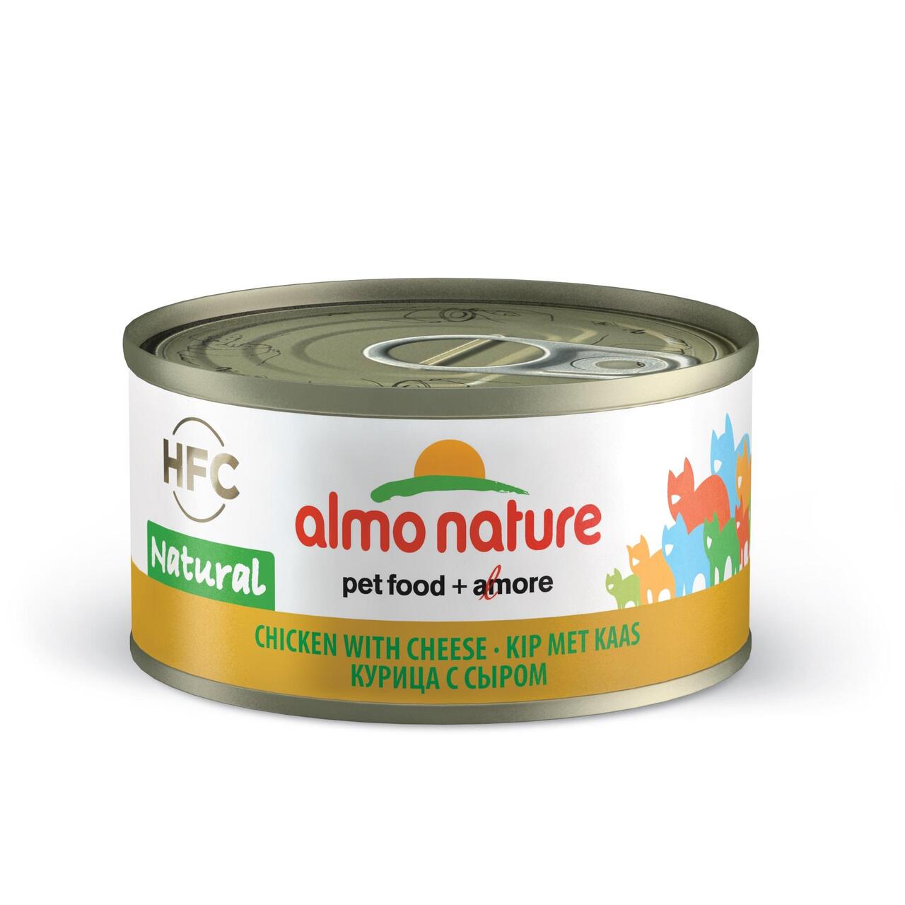 An image of Almo Nature HFC Natural Cat Tin Adult Chicken & Cheese