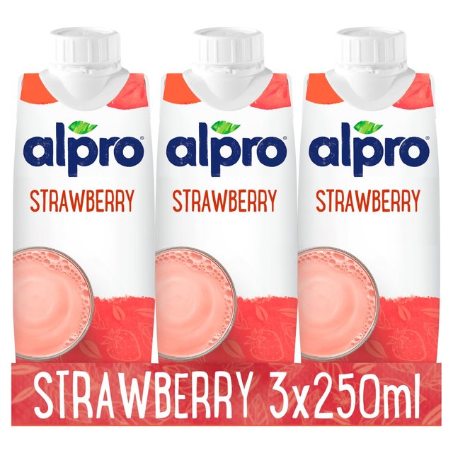 Alpro Soya Strawberry Long Life Drink, 3 x 250ml
