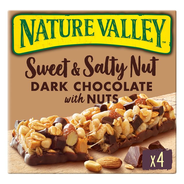 Nature Valley Sweet & Salty Nut Dark Chocolate With Peanuts Bars, 4 x 30g