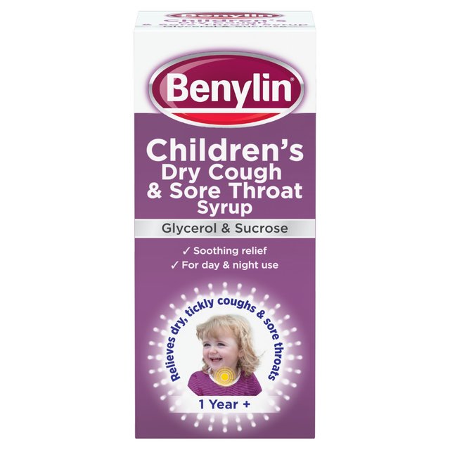 Benylin Childrens Dry Cough and Sore Throat Syrup Blackcurrant, 125ml