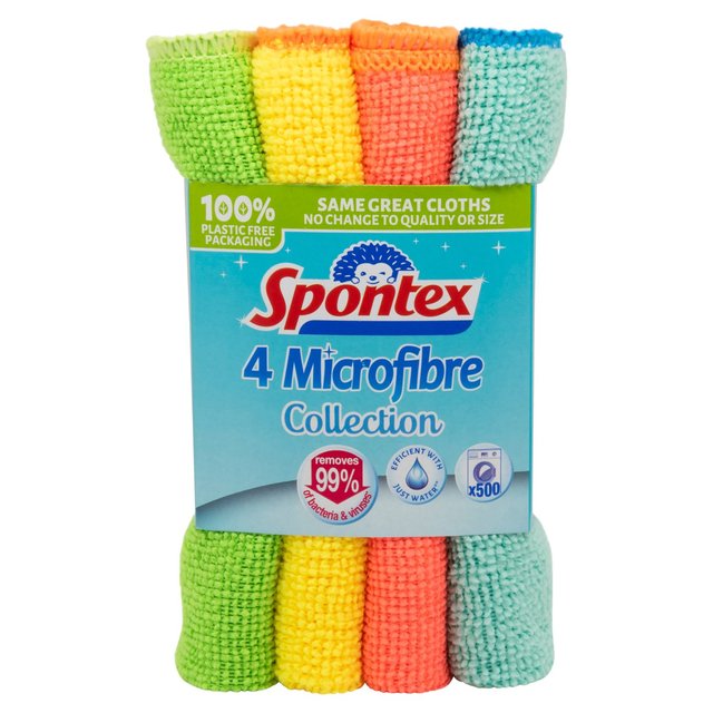 Spontex Microfibre Cloths Value Pack, 4 per Pack