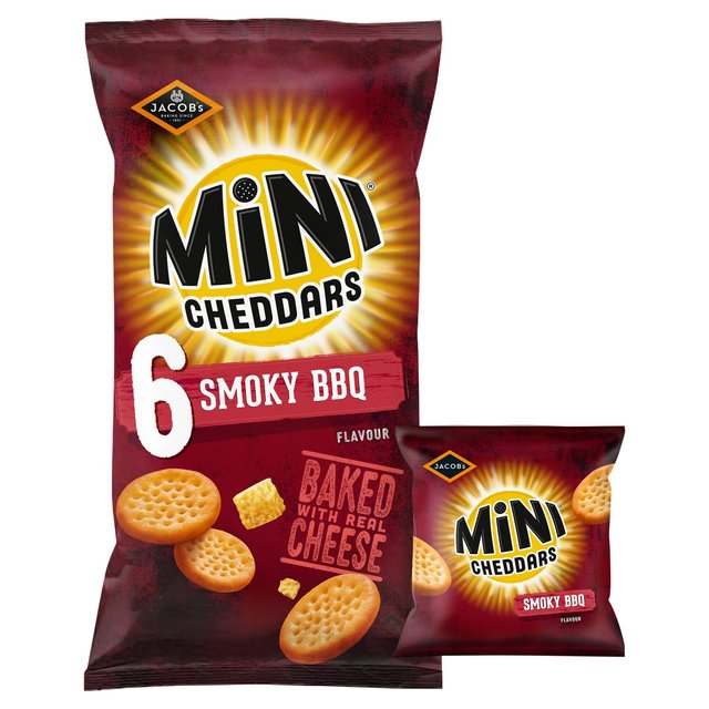 Jacob’s Mini Cheddars Smoky BBQ Baked Snacks Multipack, 6 Per Pack