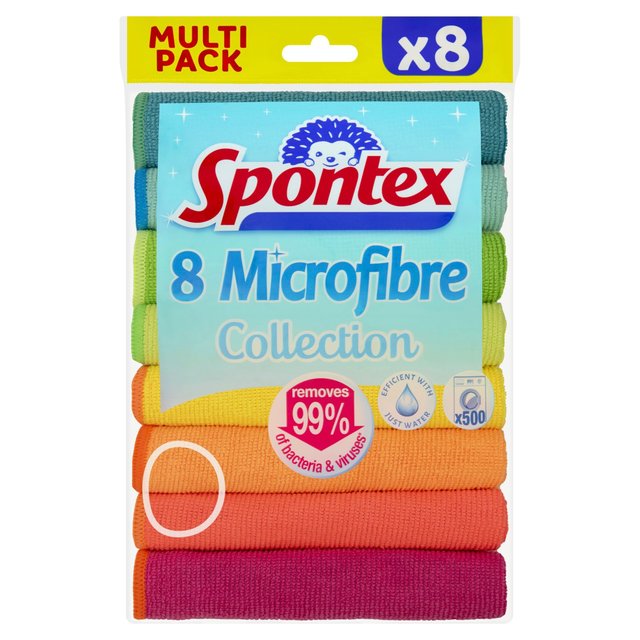 Spontex Microfibre Cloths Value Pack, 8 per Pack