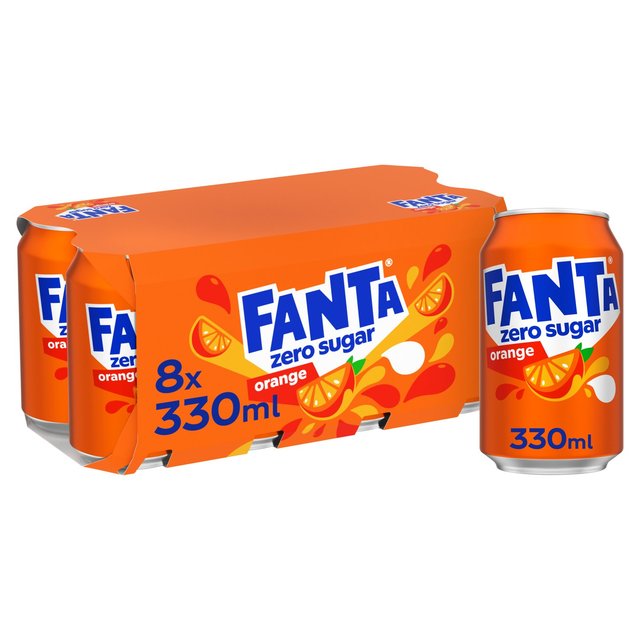 Fanta Orange Zero, 8 x 330ml