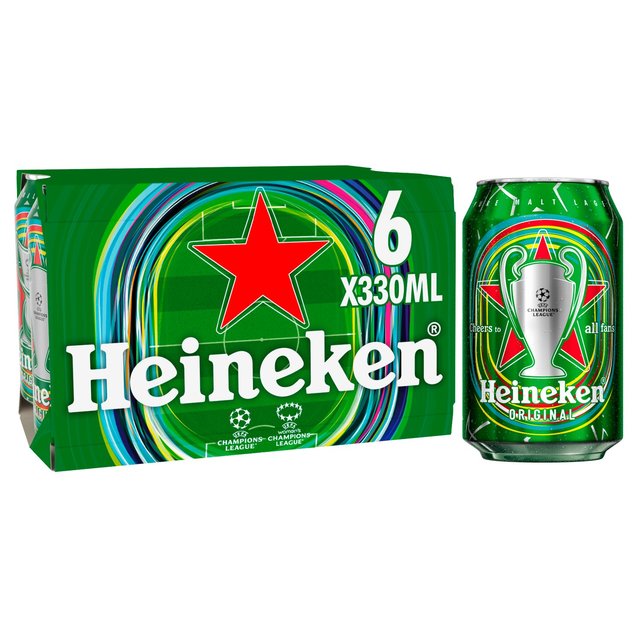 Heineken Lager Beer Cans, 6 x 330ml