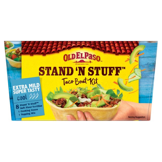 Old El Paso Mexican Stand ’N’ Stuff Extra Mild Taco Kit With Soft Shells, 329g
