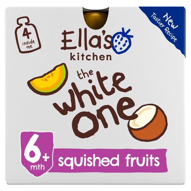 Ella’s Kitchen The White One Smoothie Multipack Baby Food Pouch 6+ Months, 4 x 90g