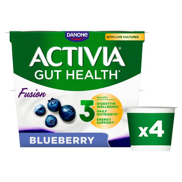 Activia Blueberry Acai Fusions Yoghurt, 4 x 120g