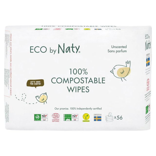 Eco by Naty Unscented Wipes, Multipack, 3 x 56 per Pack