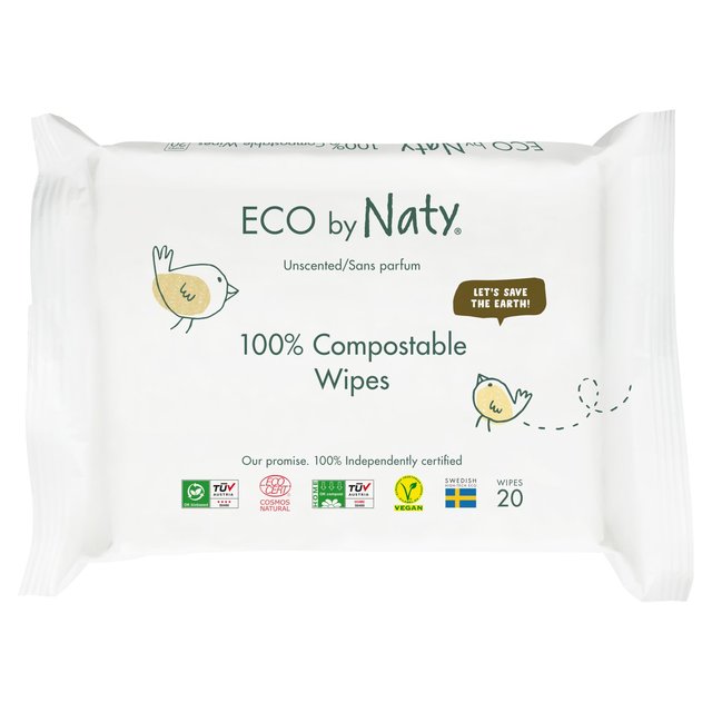 Eco by Naty Unscented Wipes, Travel Pack, 20 per Pack