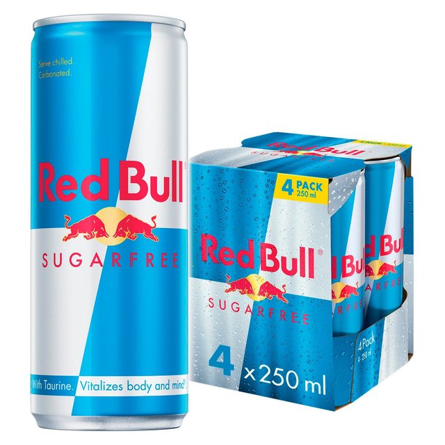 Red Bull 4x250ml Sugar Free Energy Drinks, 4 x 250ml