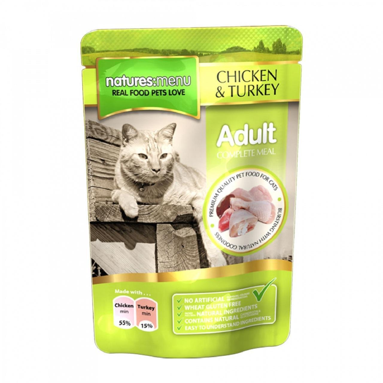 An image of Natures Menu Chicken & Turkey Cat Pouches