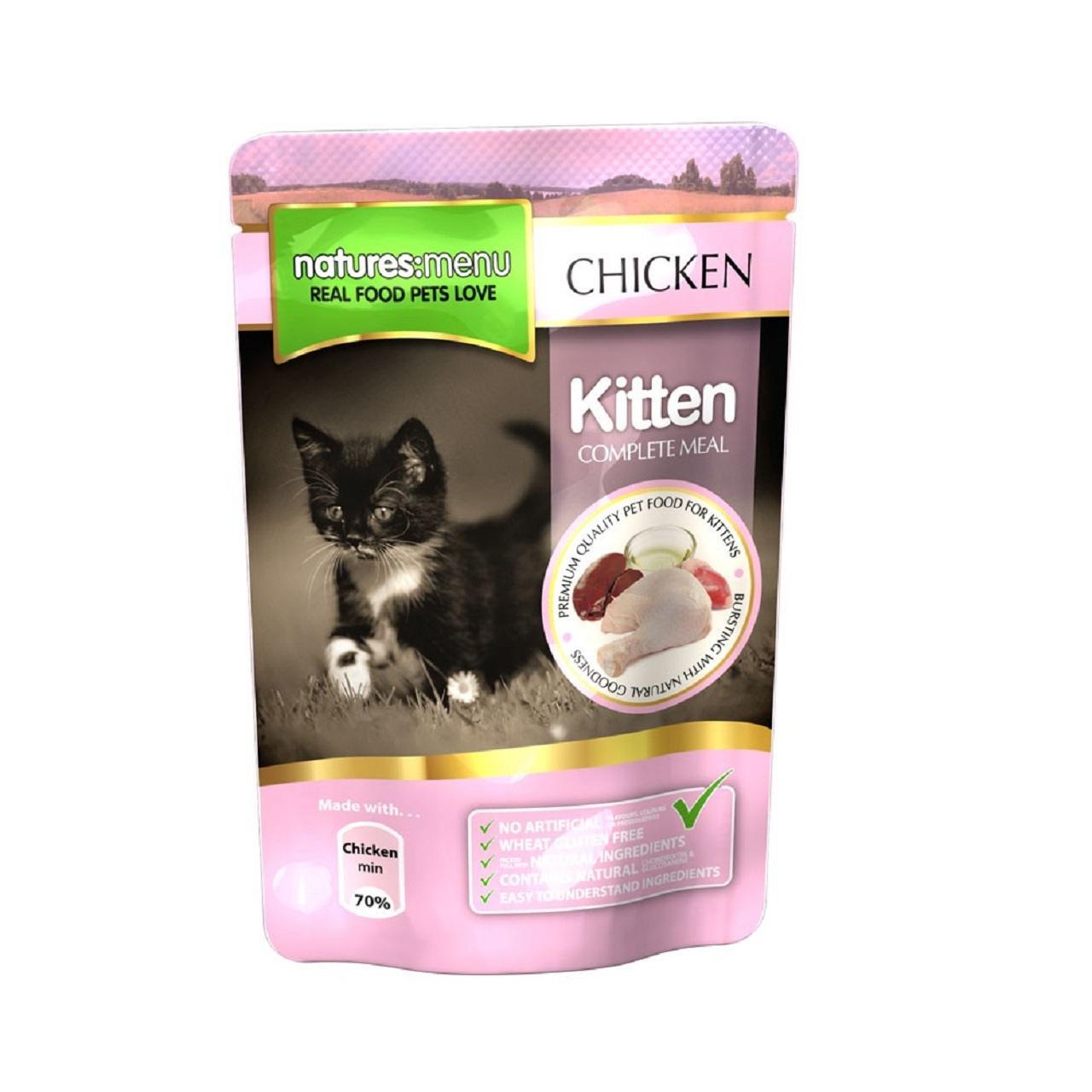 An image of Natures Menu Kitten Pouches with Chicken