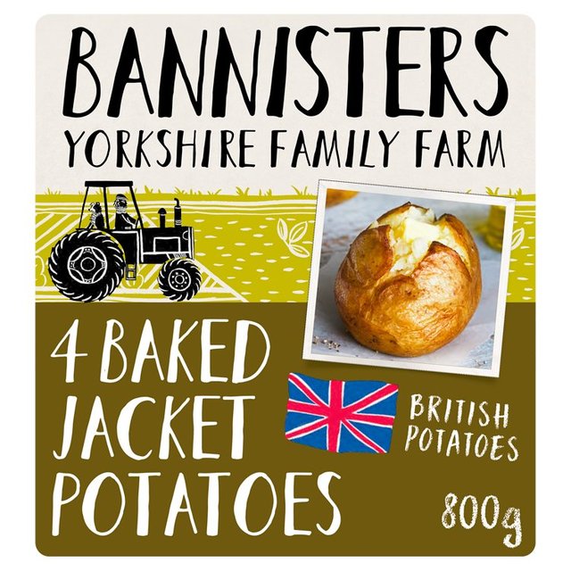 Bannisters Farm 4 Ready Baked Jacket Potatoes, 800g