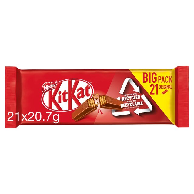 KitKat 2 Finger Milk Chocolate Biscuit Bar 21 Pack Multipack, 21 x 20.7g