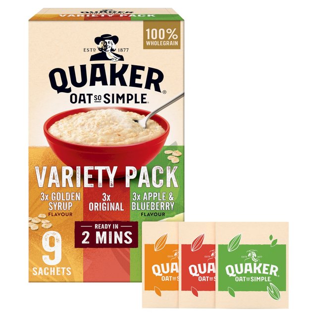 Quaker Oat So Simple Variety Pack Porridge Sachets Cereal, 9 Per Pack