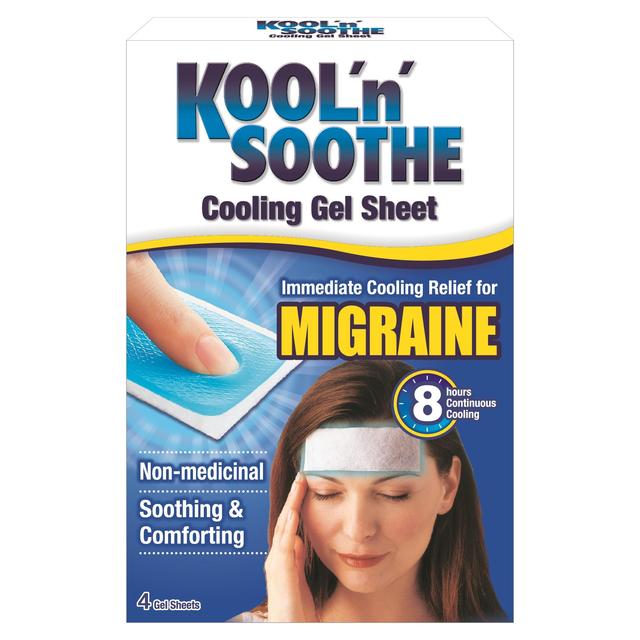 Kool’n’Soothe Migraine Cooling Gel Sheet, 4 Per Pack