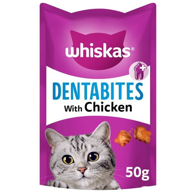 Whiskas Dentabites Adult Cat Dental Treat Biscuits With Chicken, 50g