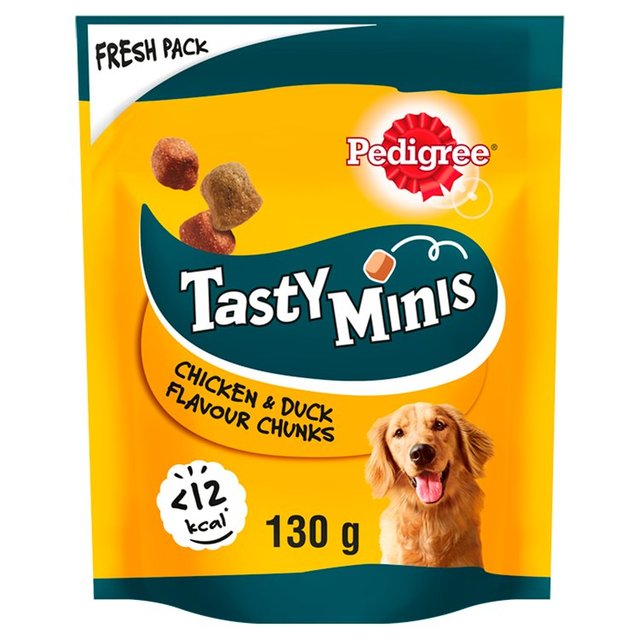 Pedigree Tasty Minis Adult Dog Treats Chicken & Duck Chewy Cubes, 130g