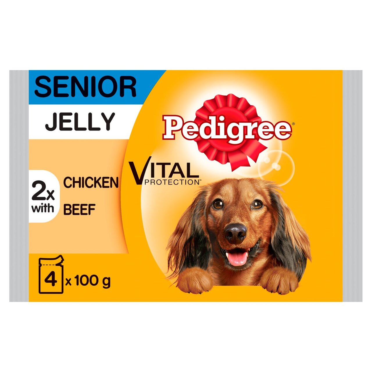 An image of Pedigree 7+ Pouch Chicken & Beef in Jelly