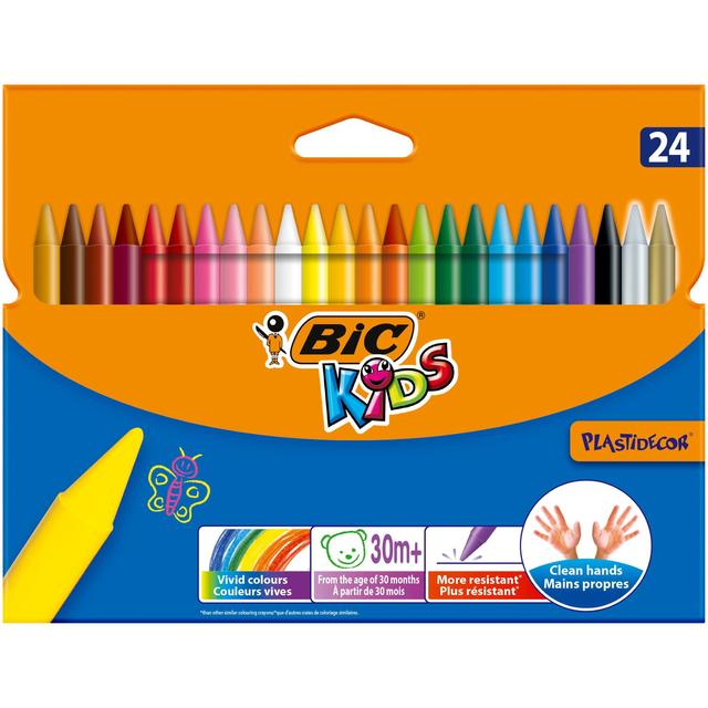 BIC Kids Plastidecor Crayons Wallet of 24, 24 Per Pack