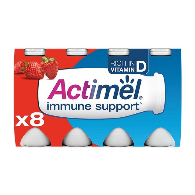 Actimel Strawberry Cultured Yoghurt Drink, 8 x 100g