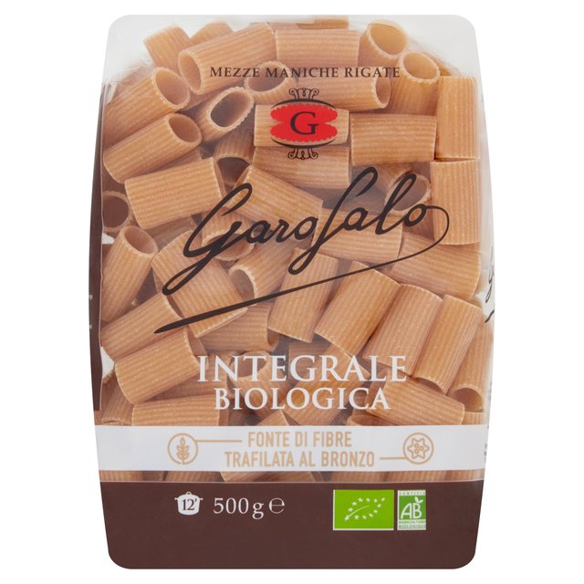 Garofalo Organic Whole Wheat Mezze Maniche Rigate Pasta, 500g