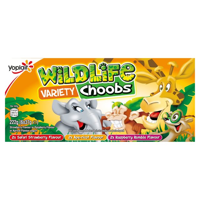 Wildlife Choobs Strawberry, & Apricot Flavour Raspberry Yogurt Tubes, 6 x 37g