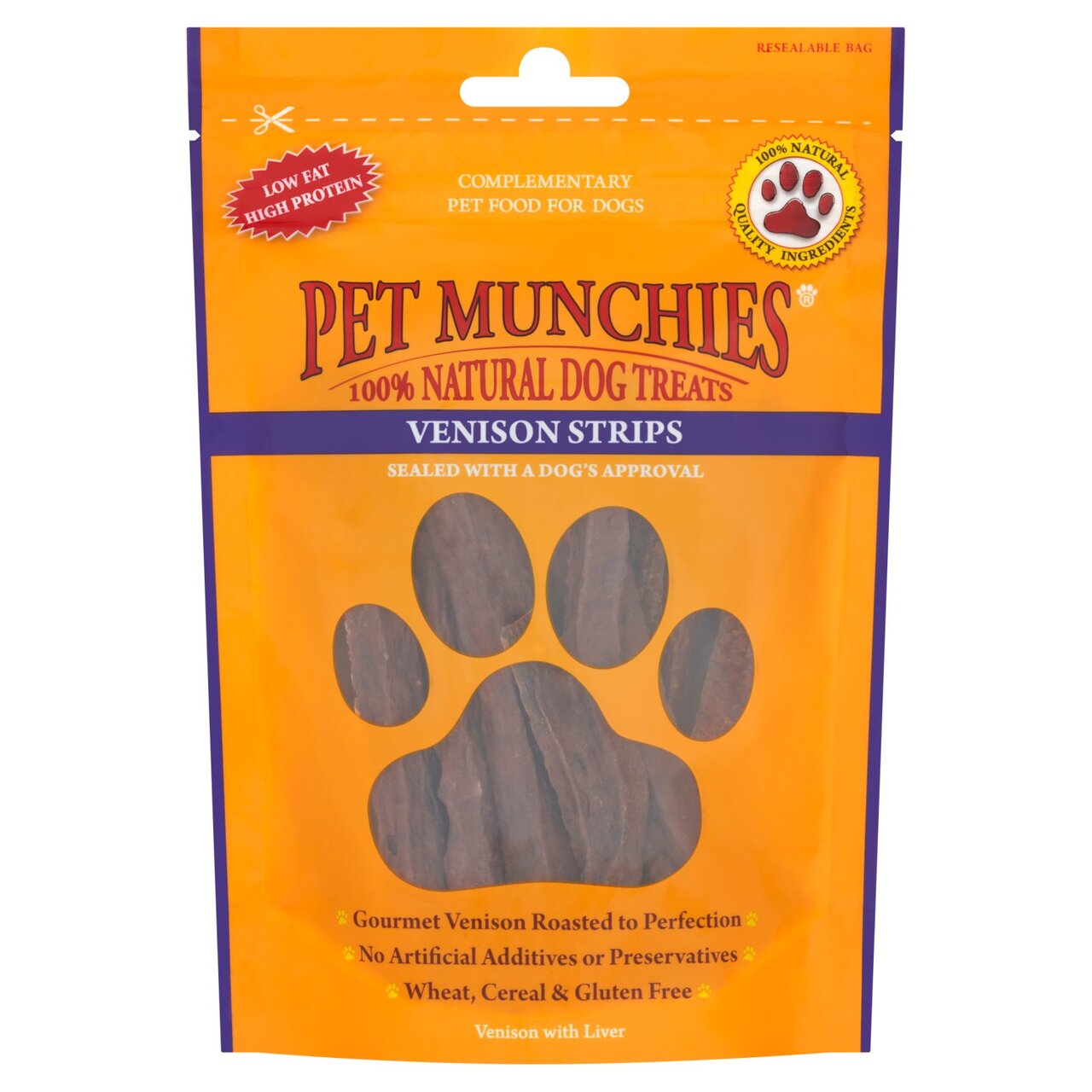 An image of Pet Munchies 100% Natural Strips Venison