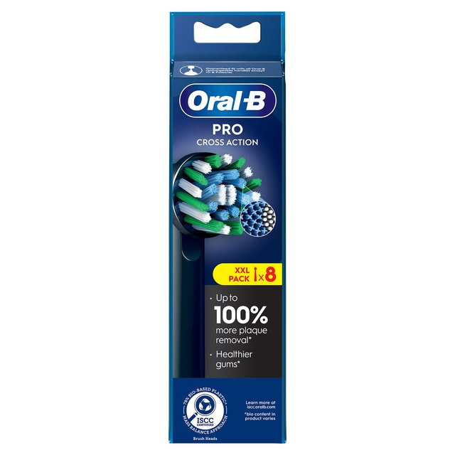 Oral-B CrossAction Toothbrush Heads, Black, 8 Per Pack
