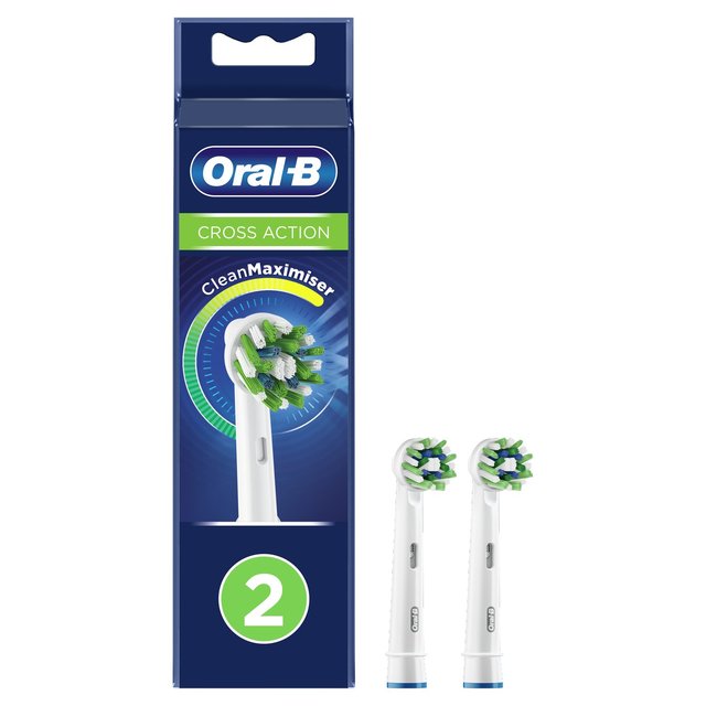 Oral-B CrossAction Toothbrush Heads, White, 2 Per Pack