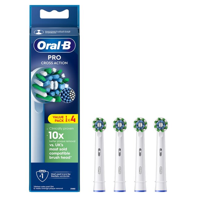 OralB Cross Action Replacement Toothbrush Heads 4 per pack from Ocado