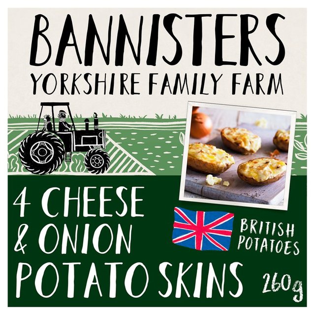 Bannisters Farm 4 Cheese & Onion Baked Potato Skins, 260g